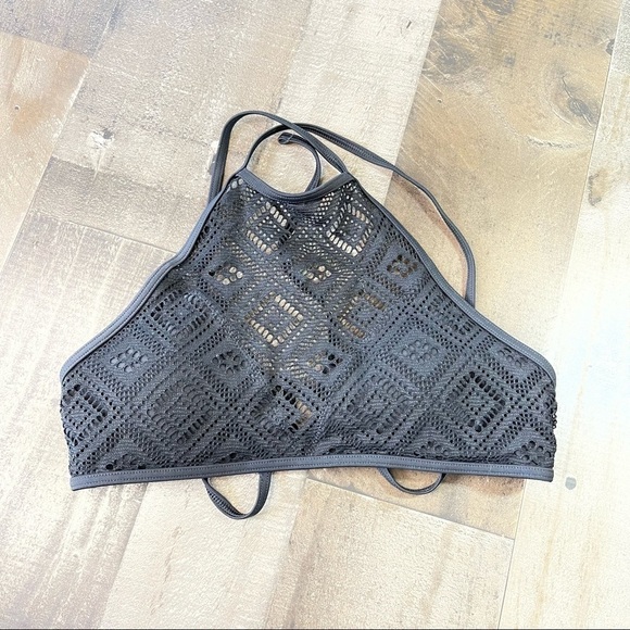 aerie Black Crochet Halter Bikini Top XS - Picture 6 of 6